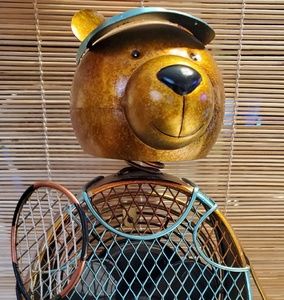Deco Breeze Tennis Bear Decorative Metal Figurine